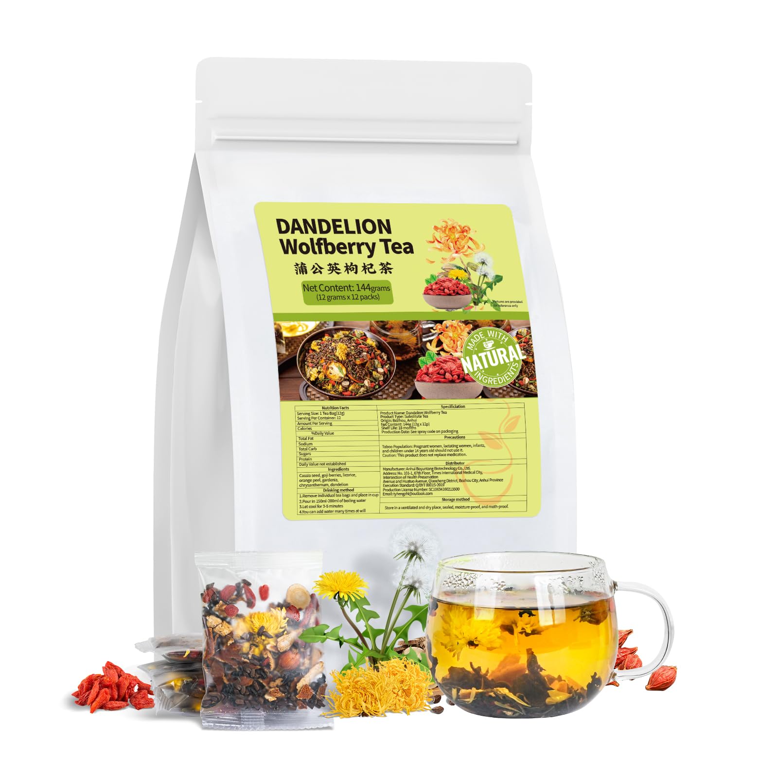 Dandelion Wolfberry Tea Packaging View